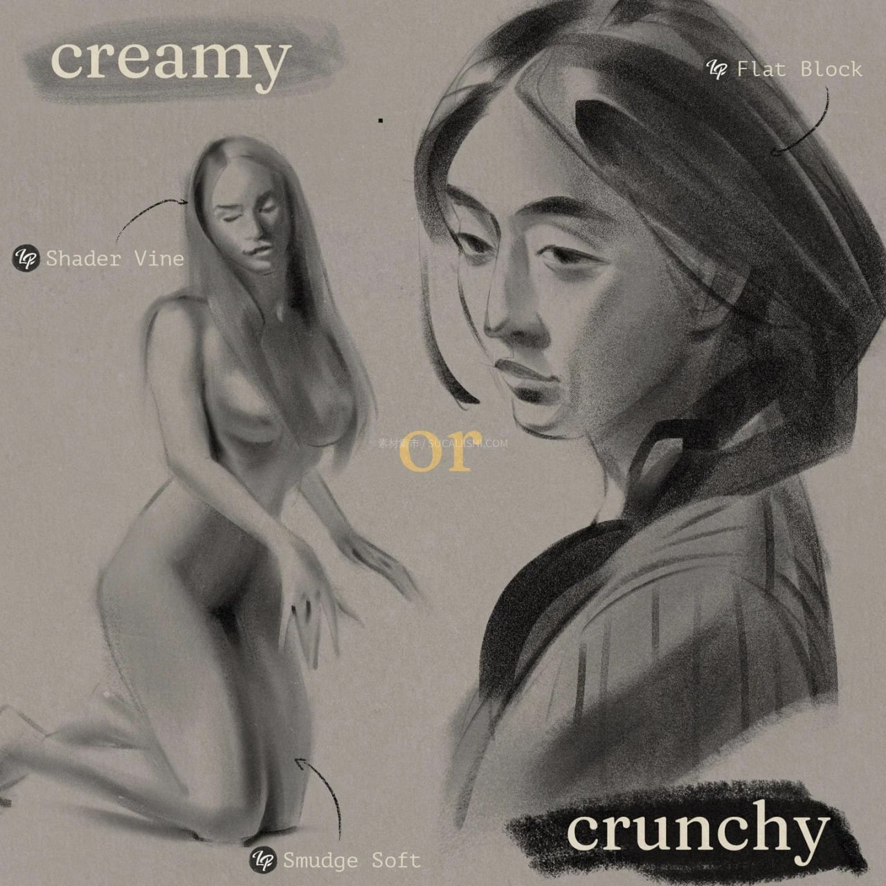 30支Procreate粗糙感炭笔纹理笔刷